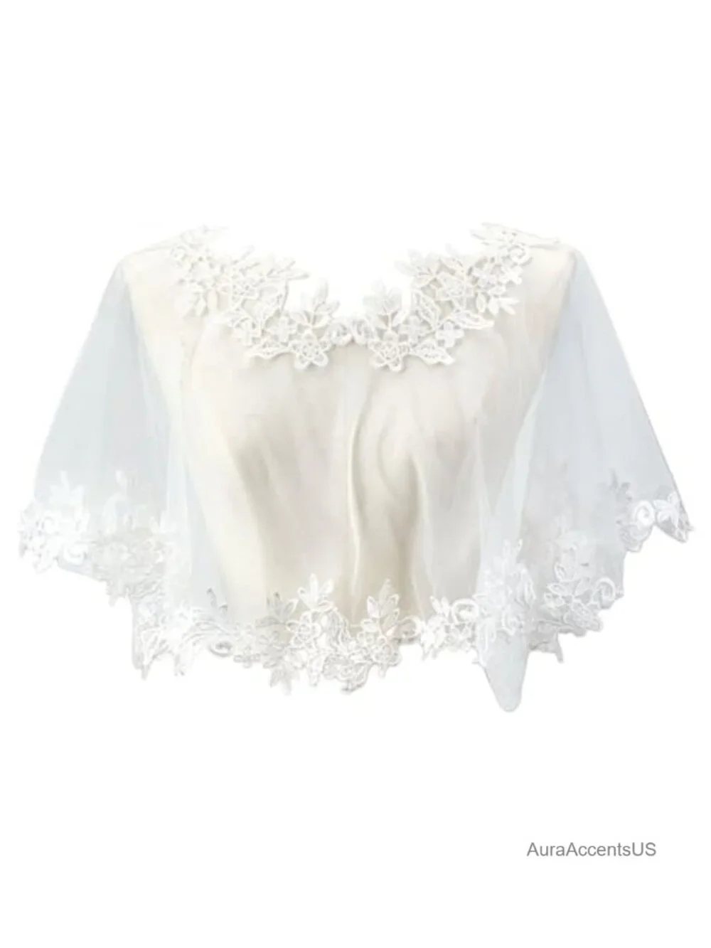 Lace Appliques Sheer Wedding Bridal Shawl Shoulder Cover Wraps Pashmina